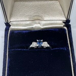 Platinum Sapphire Natural Diamond Ring